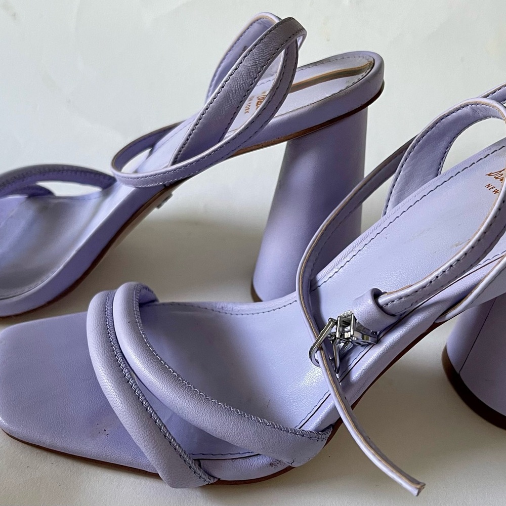 Sam Edelman Kia Block Heel Sandal misty lilac pastel purple strappy shoes
